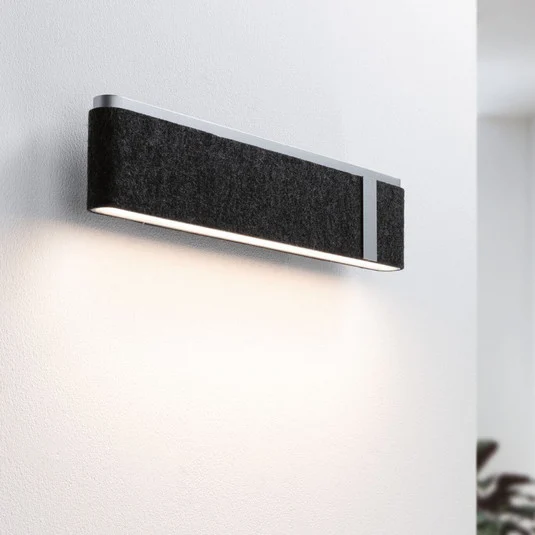 Paulmann Aplique de pared LED Jagun, antracita, fieltro, atenuable 3 veces