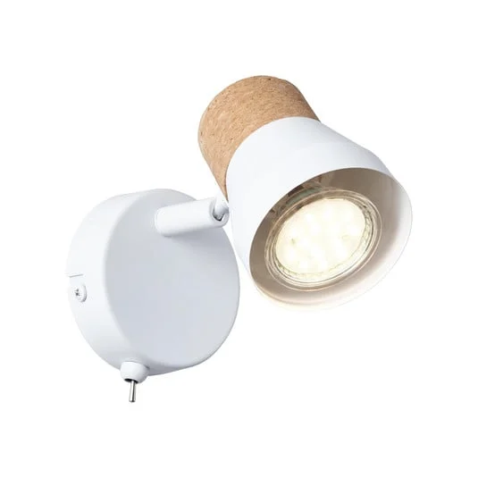 Moka foco de pared, ancho 8 cm, blanco/marrón, corcho/metal