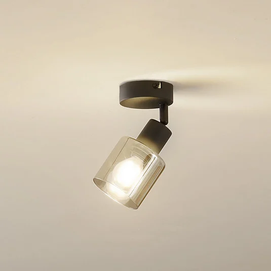 Plafón Netty de Lindby, 1 luz, gris, cristal