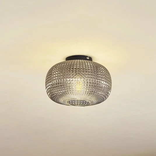 Lindby Plafón Hildur, Ø 25 cm, gris humo, cristal