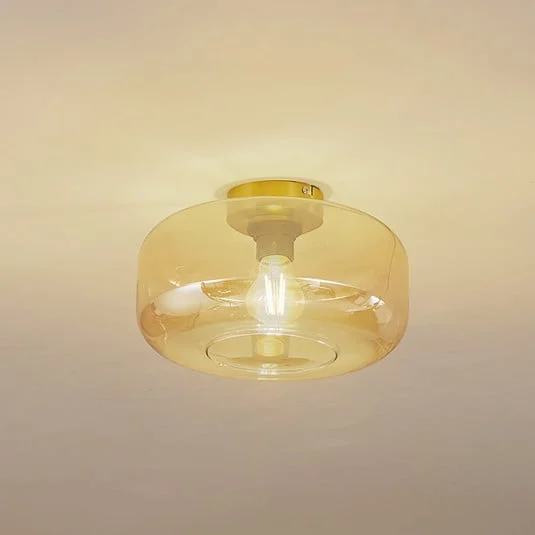 Lindby Plafon Hildur, Ø 28,5 cm, ámbar, cristal