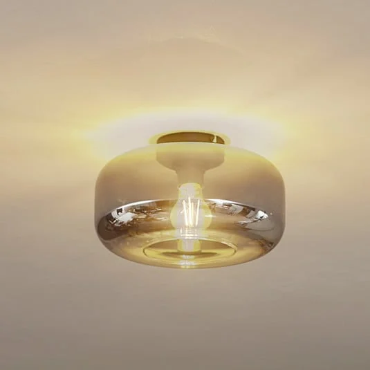 Lindby Plafon Hildur, Ø 28,5 cm, gris humo, cristal