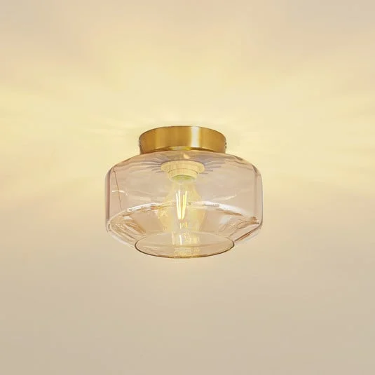 Lindby Plafón Hildur, ámbar, cristal, Ø 22 cm