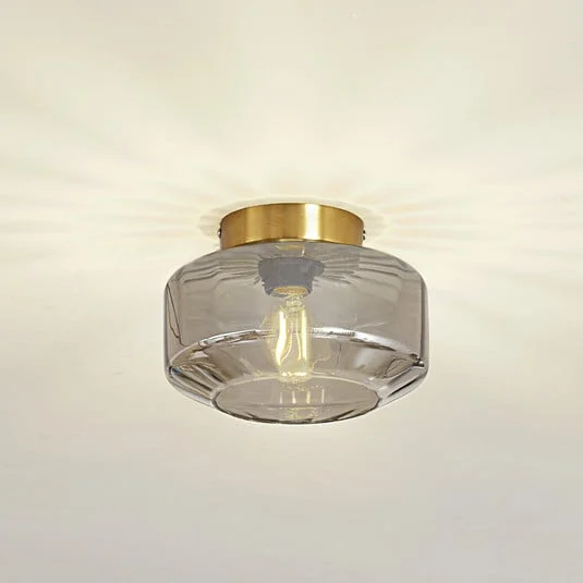 Lindby Plafón Hildur, gris humo, cristal, Ø 22 cm