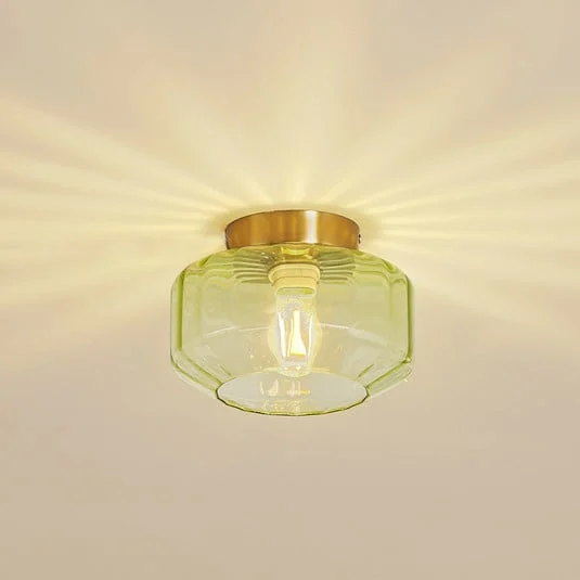 Lindby Plafón Hildur, verde, cristal, Ø 22 cm
