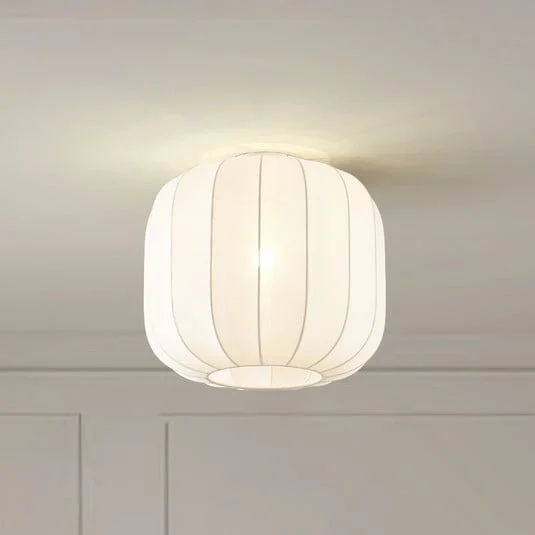 Plafón Lindby Helin, blanco, tela, Ø 35 cm
