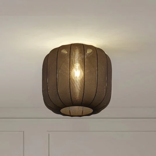 Plafón Lindby Helin, negro, tela, Ø 35 cm