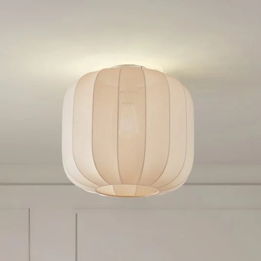 Plafón Lindby Helin, beige, tela, Ø 35 cm