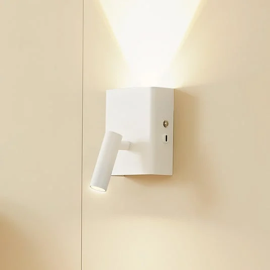 Aplique de pared LED recargable Lindby Agit, blanco, metal, regulador de