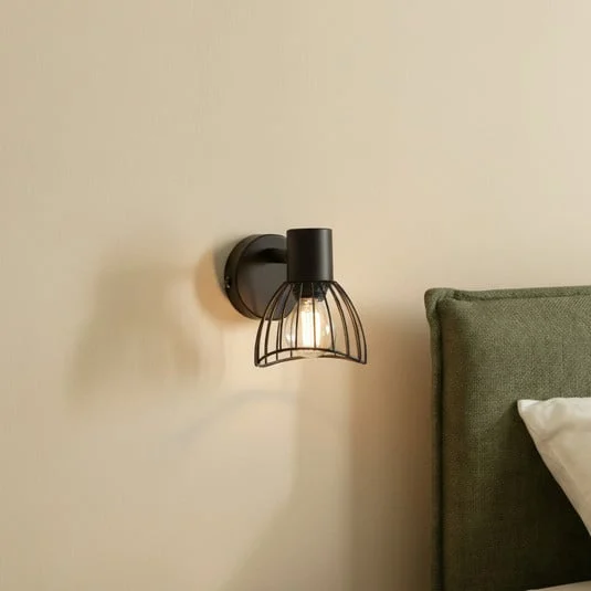 Plafón Lindby Piena, negro, 1 luz, metal, Ø 9,3cm