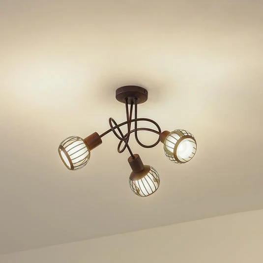 Plafón Lindby Solm, óxido, hierro, 3 luces