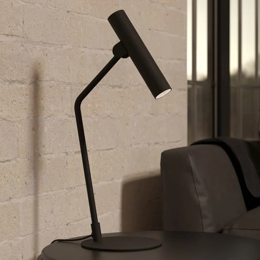 Lámpara de mesa LED Almudaina, negra, altura 49,5 cm, acero