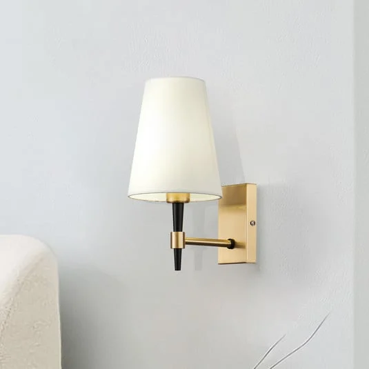 Maytoni aplique de pared Zaragoza, color oro/blanco, textil