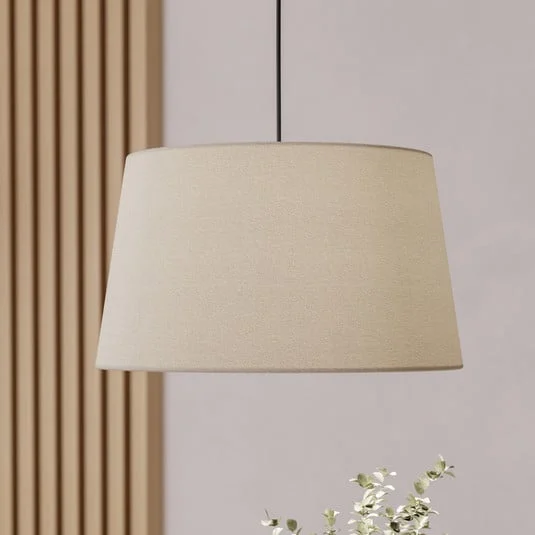 Lámpara colgante Febres, Ø 35 cm, blanco y negro, tela