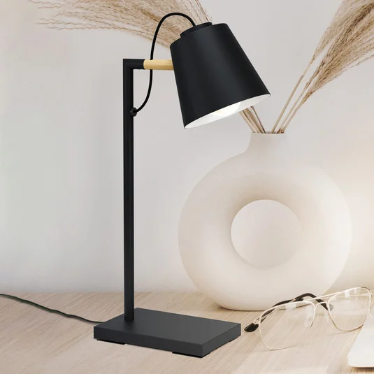 Lámpara de mesa Lacey, altura 48,5 cm, negro, acero