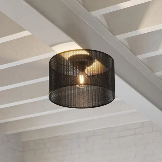 Plafón Manby, Ø 45 cm, negro, acero