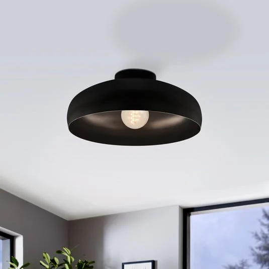 Plafón Mogano, Ø 40 cm, negro, acero