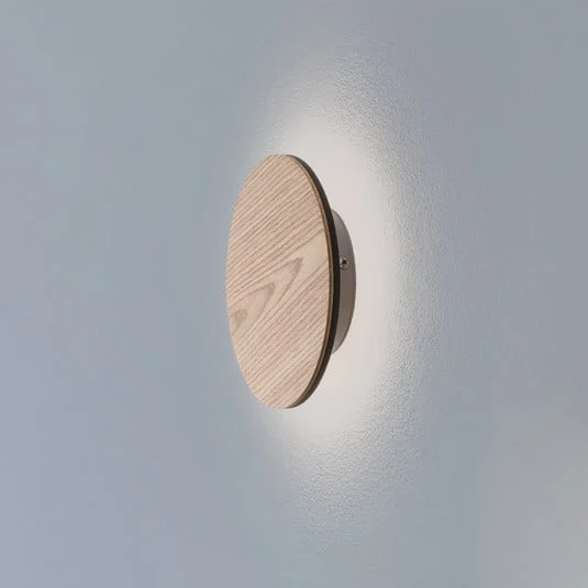 Orios aplique de pared LED, madera, Ø 20 cm, foco indirecto
