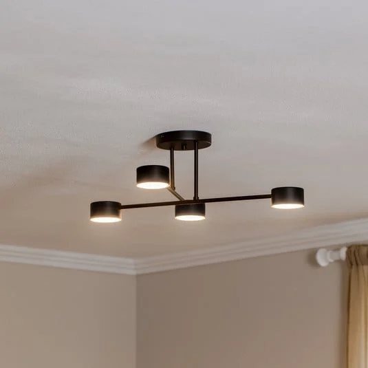 Plafón Modus 4, acero, 4 luces, GX53, negro