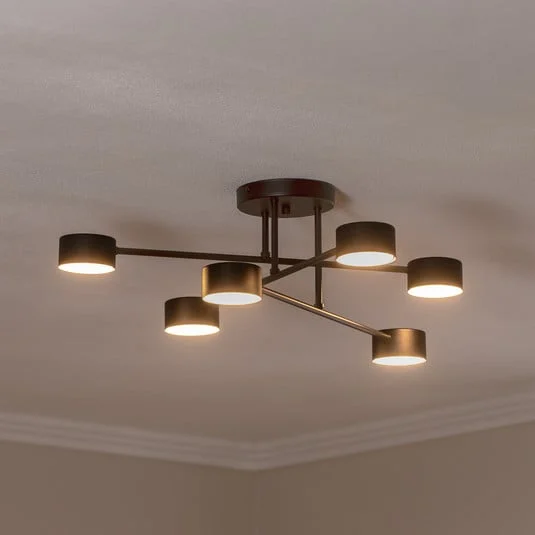 Plafón Modus 6, acero, 6 luces, GX53, negro