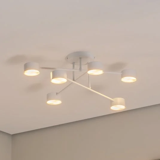 Modus 6 plafón, acero, 6 luces, GX53, blanco