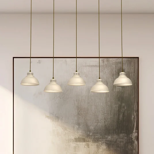 Lámpara colgante Sven, 5 luces, beige, acero