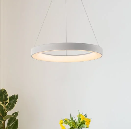 Lámpara colgante LED Niseko II, control remoto, Ø 38 cm, blanco
