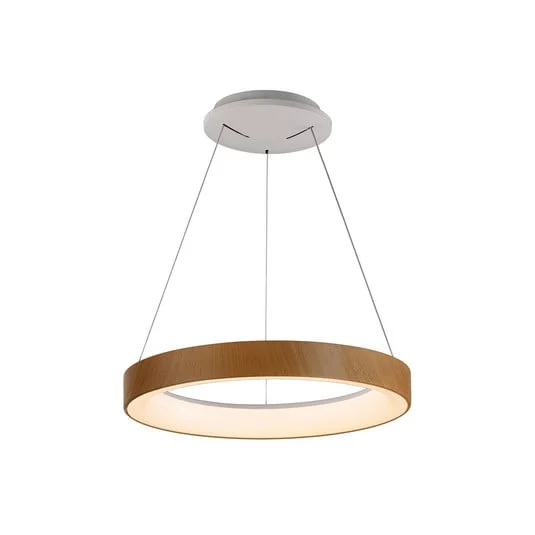 Lámpara colgante LED Niseko II, control remoto, Ø 38cm color madera