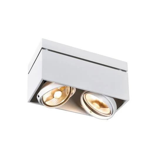 Lámpara de techo SLV Kardamod, blanca, acero, longitud 31,5 cm, 2 luces.