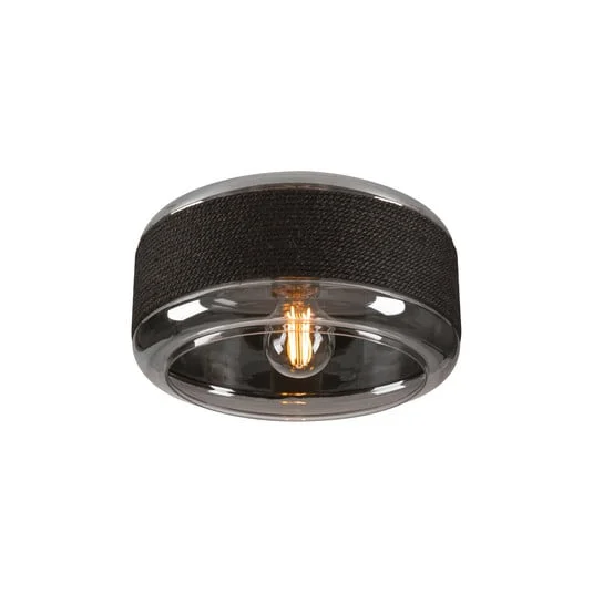 Lámpara de techo SLV Pantilo Rope 27, negro/gris/plata, cristal