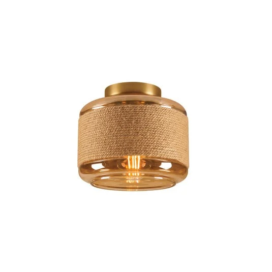 Lámpara de techo SLV Pantilo Rope 19, marrón/ámbar/dorado, cristal