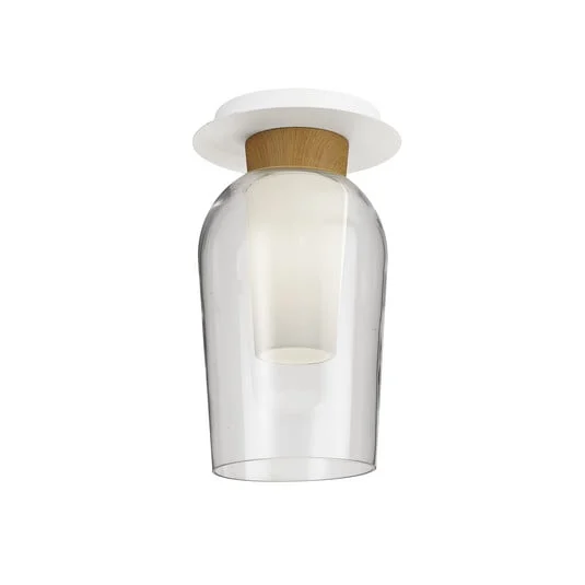 Plafón Nora, blanco-transparente, cristal, metal