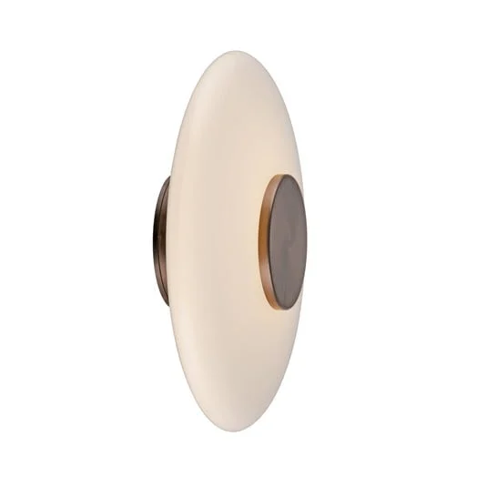 Aplique de pared LED PURE Vitrum, marrón/cristal opalino/aluminio, Ø 22 cm