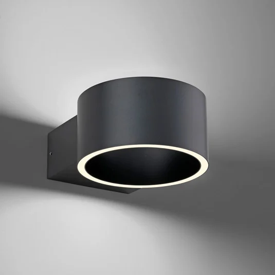 Aplique de pared LED PURE Clipse, gris, aluminio, Ø 15 cm