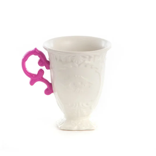 Taza SELETTI I-Wares, blanca / rosa, 300 ml, porcelana