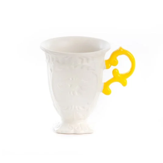 Taza SELETTI I-Wares, blanca / amarilla, 300 ml, porcelana