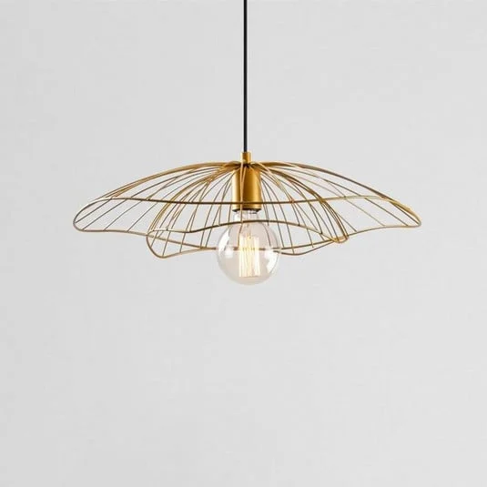 Lámpara colgante Tel 6502, dorada, metal, Ø 50 cm