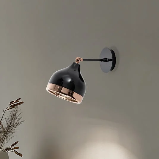 Aplique de pared Yildo 6901, negro/cobre, metal