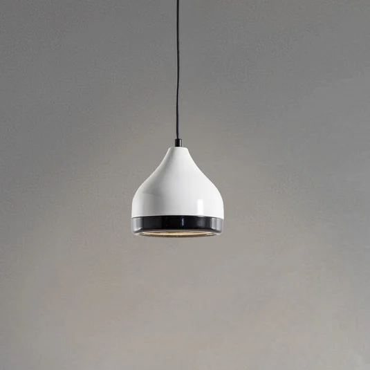 Lámpara colgante Yildo 6868, blanco/negro, metal, 1 luz
