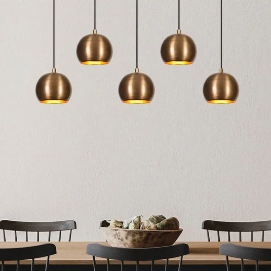 Lámpara colgante Sivani MR-1000, oro antiguo, hierro, 5 luces