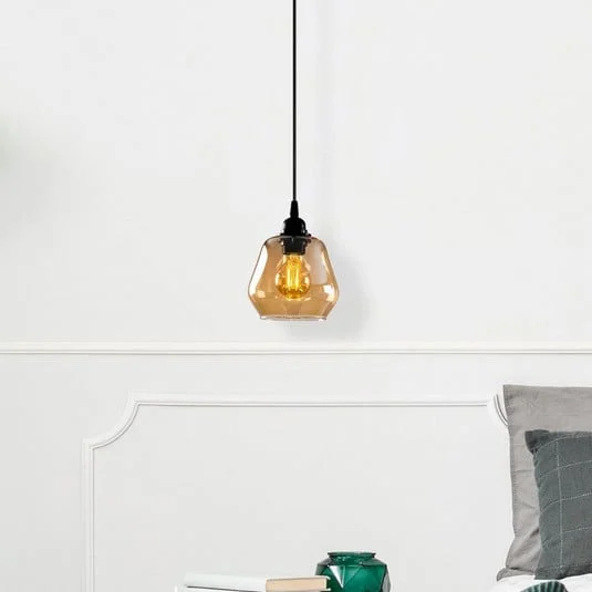 Lámpara colgante Gold 030, cristal dorado transparente Ø 15 cm 1 luz