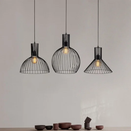 Lámpara colgante Fellini MR-768, negro, hierro, 3 luces lineales