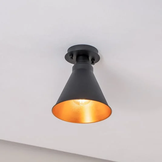 Plafón Berceste N-676, negro/dorado, metal, Ø 20 cm