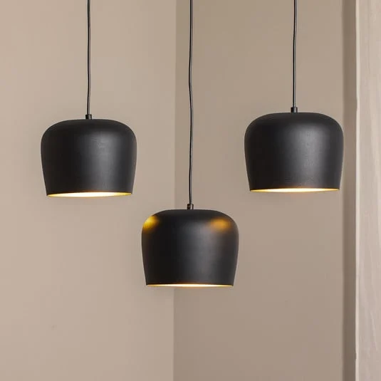 Lámpara colgante Berceste N-1410 negro metal 3 luces lineal