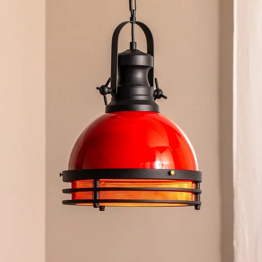 Lámpara colgante Saglam 3762, rojo/negro, hierro, Ø 32 cm