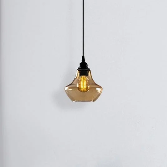 Lámpara colgante Gold 050, dorada-transparente, cristal, Ø 17 cm