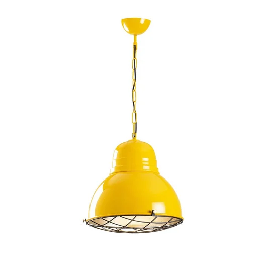 Lámpara colgante Saglam 3729, amarilla, hierro, Ø 32 cm