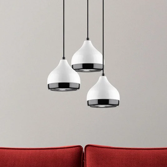 Lámpara colgante Yildo 6873, blanco/negro, metal, 3 luces, redonda