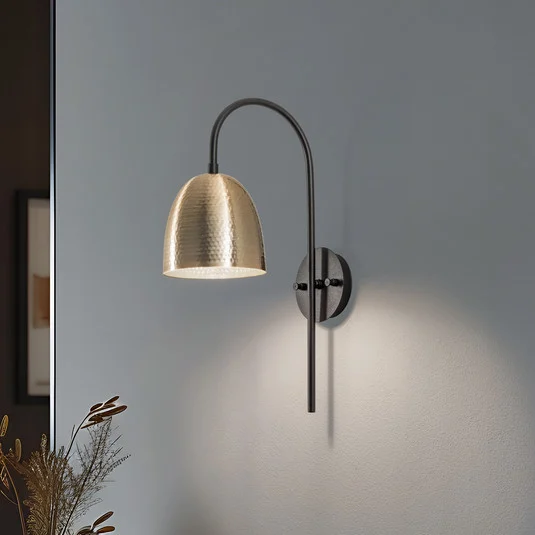 Aplique de pared Tattoo 3321, oro antiguo, metal, Ø 16 cm
