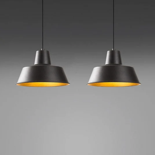 Lámpara colgante Saglam 3738, negro/dorado, metal, 2 luces